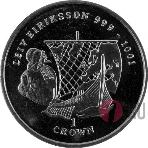 1 крона - Лейв Эйрикссон - 1997 год - Остров Мэн