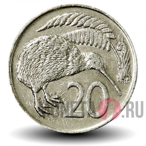 20 центов 1975 года - Новая Зеландия - Птица Киви