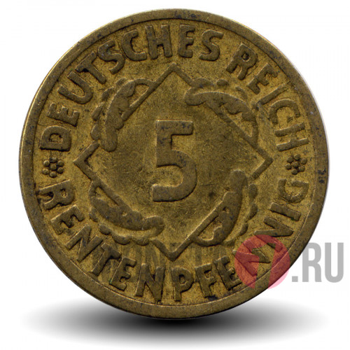 5 рентных пфеннигов 1924 года - Веймарская Республика - A