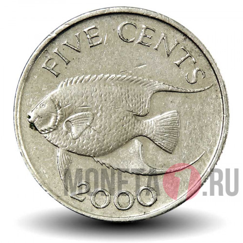 5 центов 2000 года - Бермуды - Морской ангел