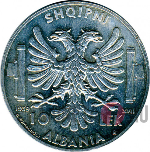 10 lek - 1939 год - R - Албания