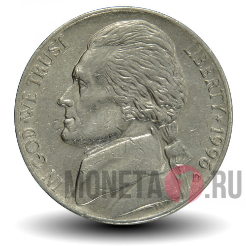 5 центов 1996 года - Усадьба Монтичелло (Monticello) - США - D