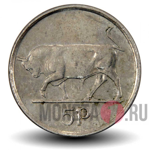 5 пенсов 1993 год - Ирландия - Бык