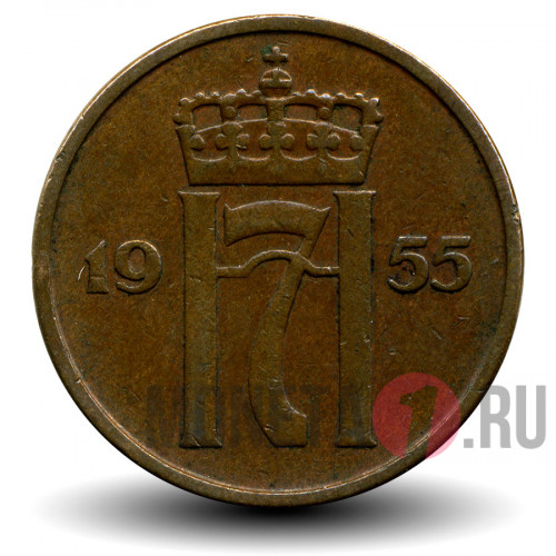 5 эре 1955 года - Норвегия - Хокон VII