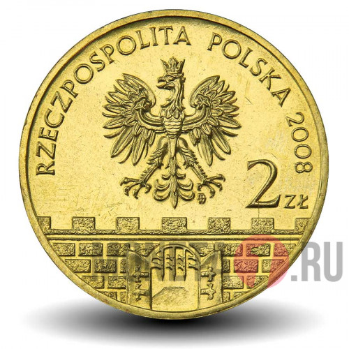 2 злотых 2008 год - Город Лович - Польша