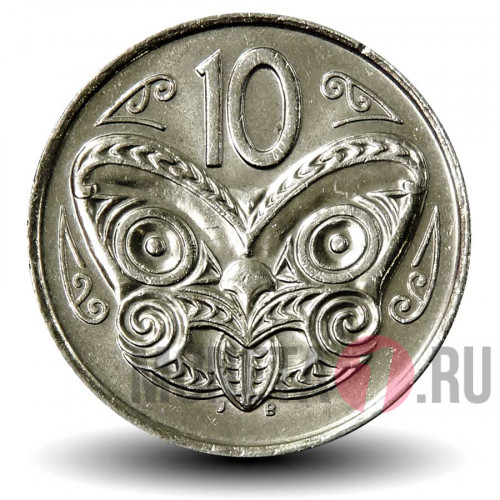10 центов 2001 года - Новая Зеландия - Маска Маори