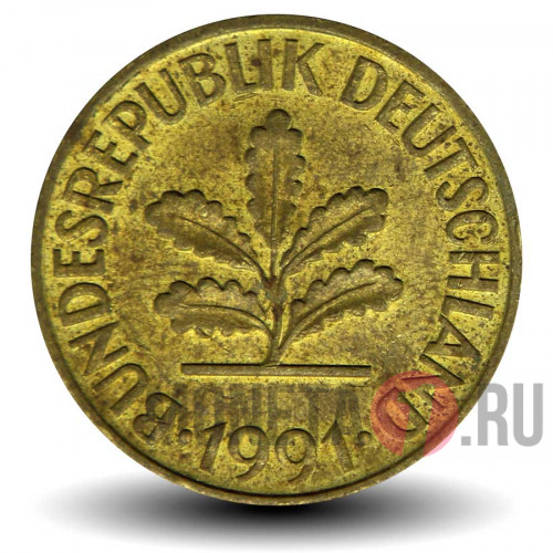 10 пфеннигов 1991 года - ФРГ - Дуб - G