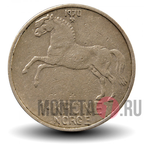 1 крона 1970 года - Норвегия - Лошадь