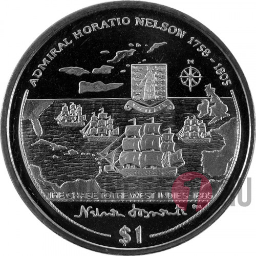 1 доллар - Адмирал Горацио Нельсон - 2005 год - Британские Виргинские острова