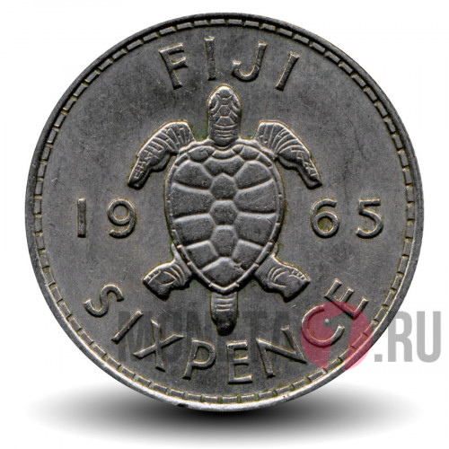 6 пенсов 1965 года - Черепаха - Фиджи
