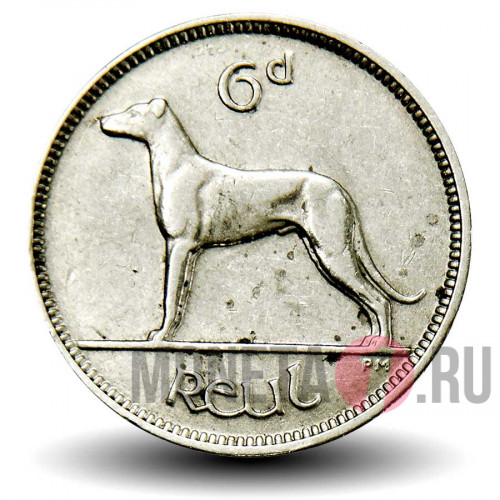 6 пенсов 1934 год - Ирландия - Ирландский волкодав
