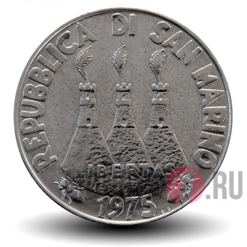 100 лир 1975 года - Кошка и собака - Сан-Марино