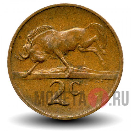 2 цента 1969 года - ЮАР - Ян ван Рибек - SUID-AFRIKA