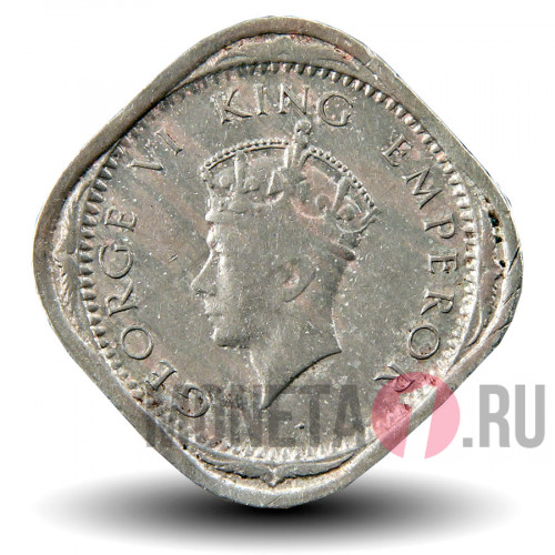 2 анны 1939 года - Британская Индия - George VI (длинные трилистники на короне)