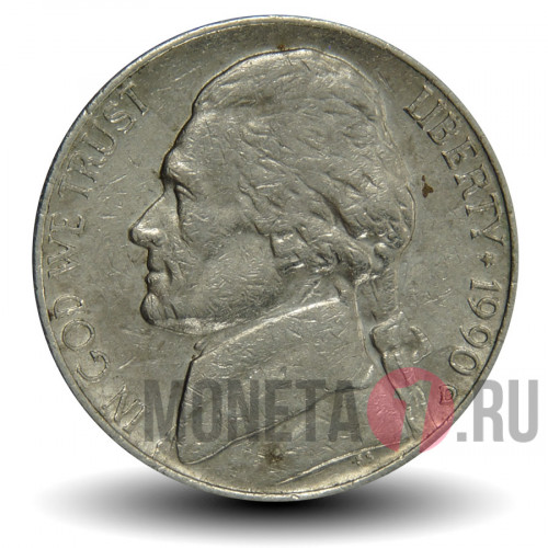 5 центов 1990 года - Усадьба Монтичелло (Monticello) - США - D