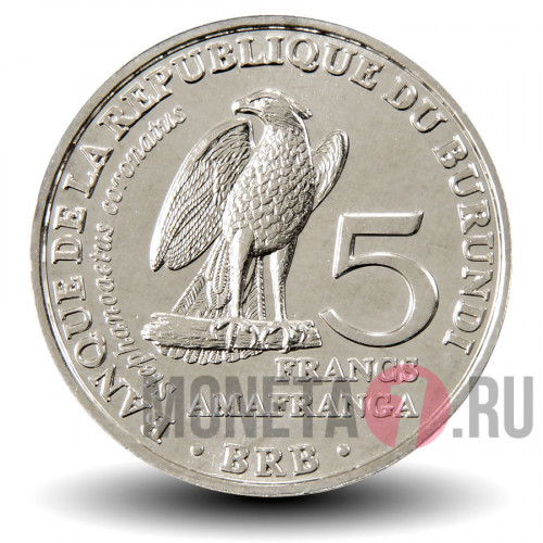 5 франков 2014 года - Бурунди - Венценосный орёл