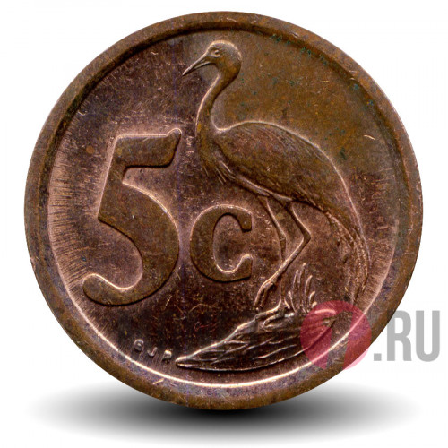 5 центов 1994 года - ЮАР - Синий журавль