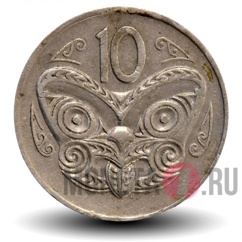 10 центов 1971 года - Новая Зеландия - Маска Маори