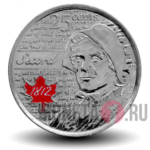 25 центов 2013 года - Лора Секорд - Канада - Цветная монета