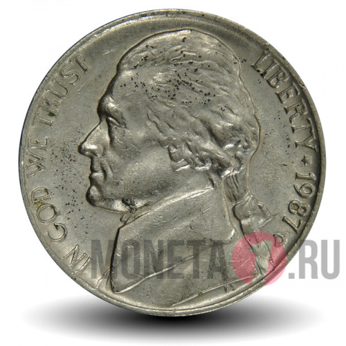 5 центов 1987 года - Усадьба Монтичелло (Monticello) - США - D