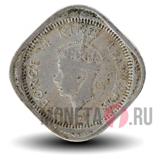 2 анны 1939 года - Британская Индия (короткие трилистники на короне) - "•" - Мумбаи