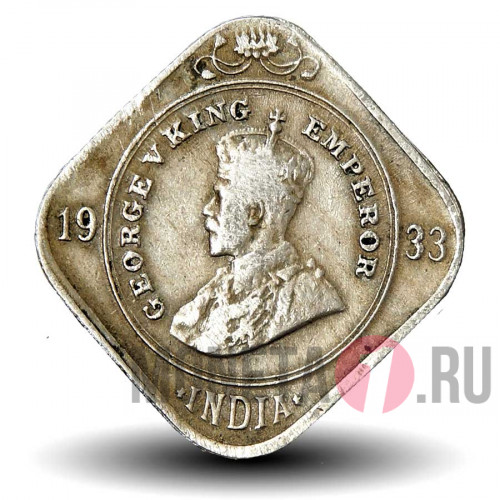 2 анны 1933 года - Британская Индия - George VI
