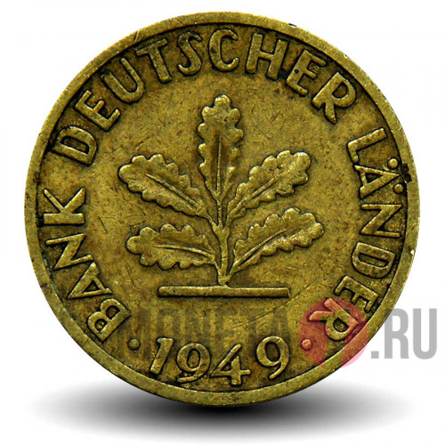 5 пфеннигов 1949 года - ФРГ - Дуб - D