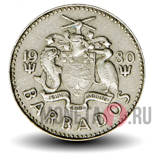 25 центов 1980 года - Барбадос - Мельница Моргана Льюиса