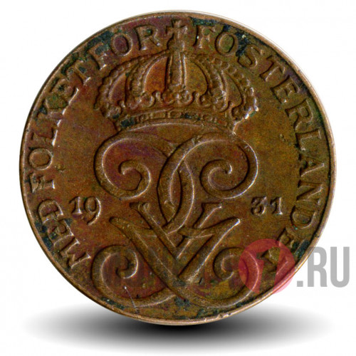 1 ore 1931 года - Швеция - Густав V