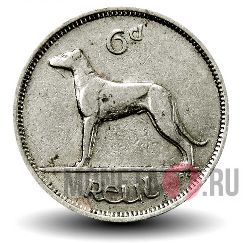 6 пенсов 1940 года - Ирландия - Ирландский волкодав
