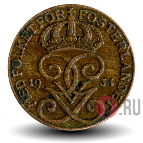1 ore 1934 года - Швеция - Густав V