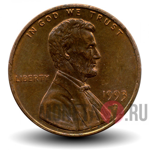 1 цент 1993 года - США - D