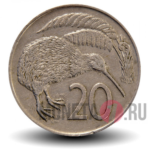 20 центов 1974 года - Новая Зеландия - Птица Киви