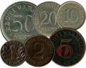 Набор монет довоенной Эстонии 1929-1936 гг.