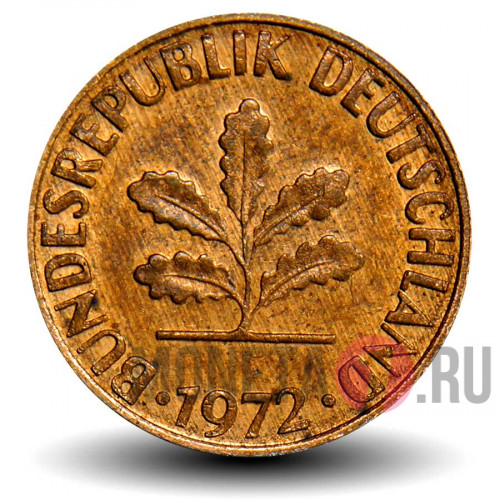 2 пфеннига 1972 года - ФРГ - Дуб - F