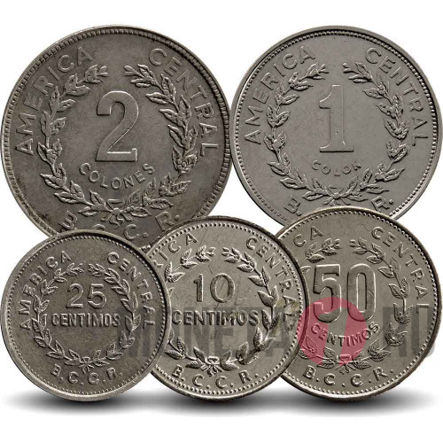 Набор монет Коста-Рики 1982-1994 гг - 5 монет