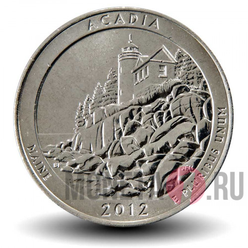 25 центов 2012 года - Национальный парк Акадия - Квотер США - D