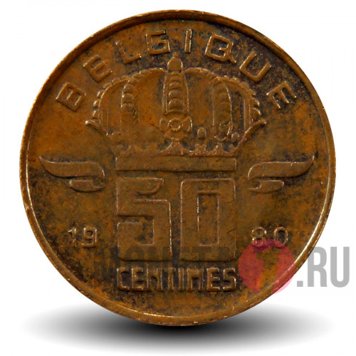 50 сантимов 1980 года - Бельгия - Бодуэн I - BELGIQUE