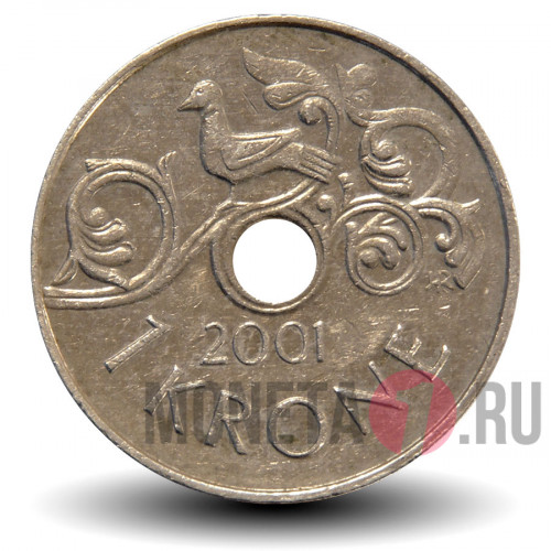 1 крона 2001 года - Норвегия - Стилизованная птица