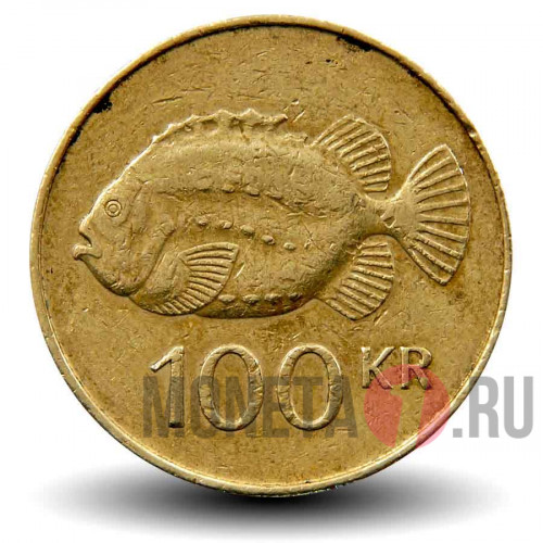 100 крон 1995 года - Исландия - Рыба Пинагора