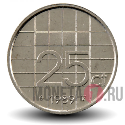 25 центов 1989 года - Нидерланды - Беатрикс