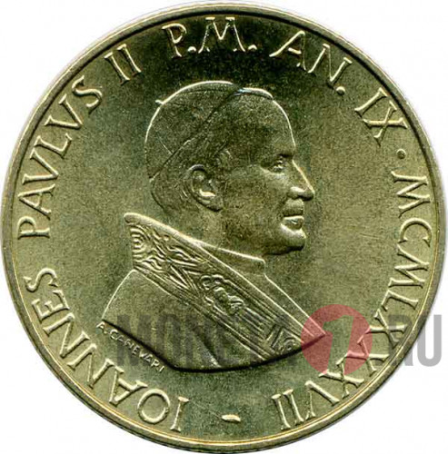 200 лир 1987 IX - Ватикан - John Paul II