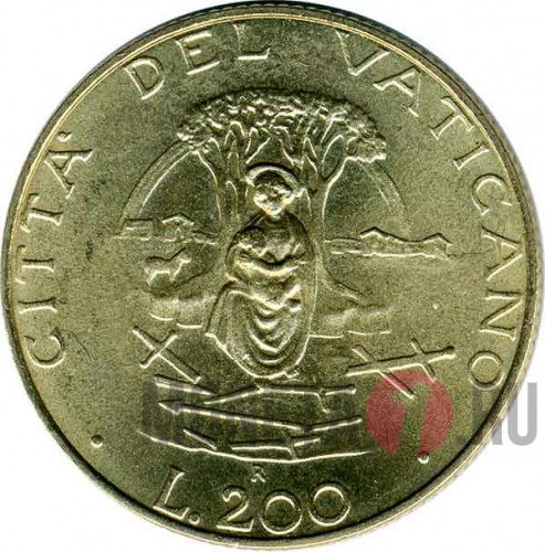 200 лир 1987 IX - Ватикан - John Paul II