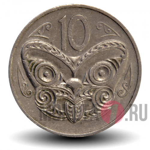 10 центов 1985 года - Новая Зеландия - Маска Маори