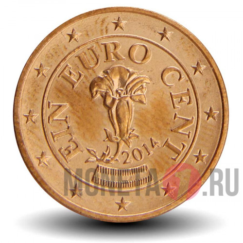 1 евроцент 2014 года - Генциана (Горечавка) - Австрия