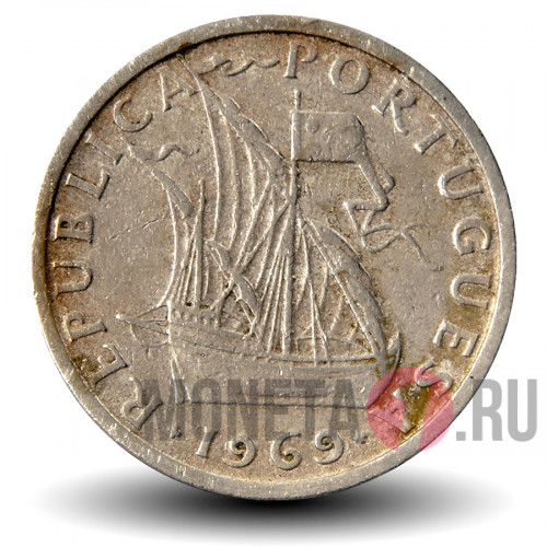 2,5 эскудо 1969 года - Португалия - Парусник