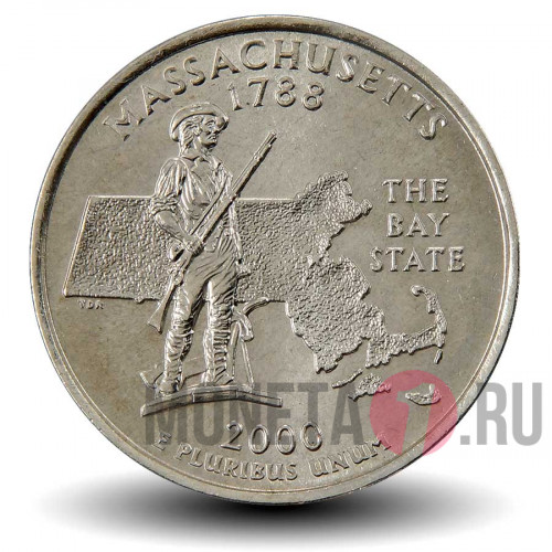 Quarter США 2000 год - Массачусетс - D