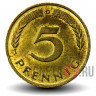 5 пфеннигов 1976 года - ФРГ - Дуб - D