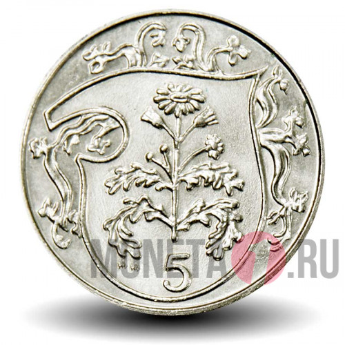 5 пенсов 1987 года - Остров Мэн - Растение