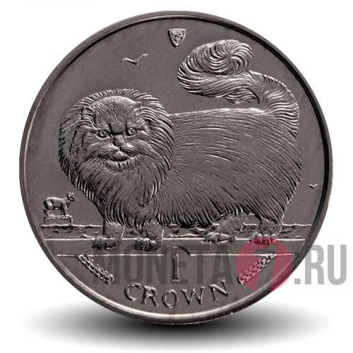 1 крона 1997 года - Длинношерстная дымчатая кошка - Остров Мэн